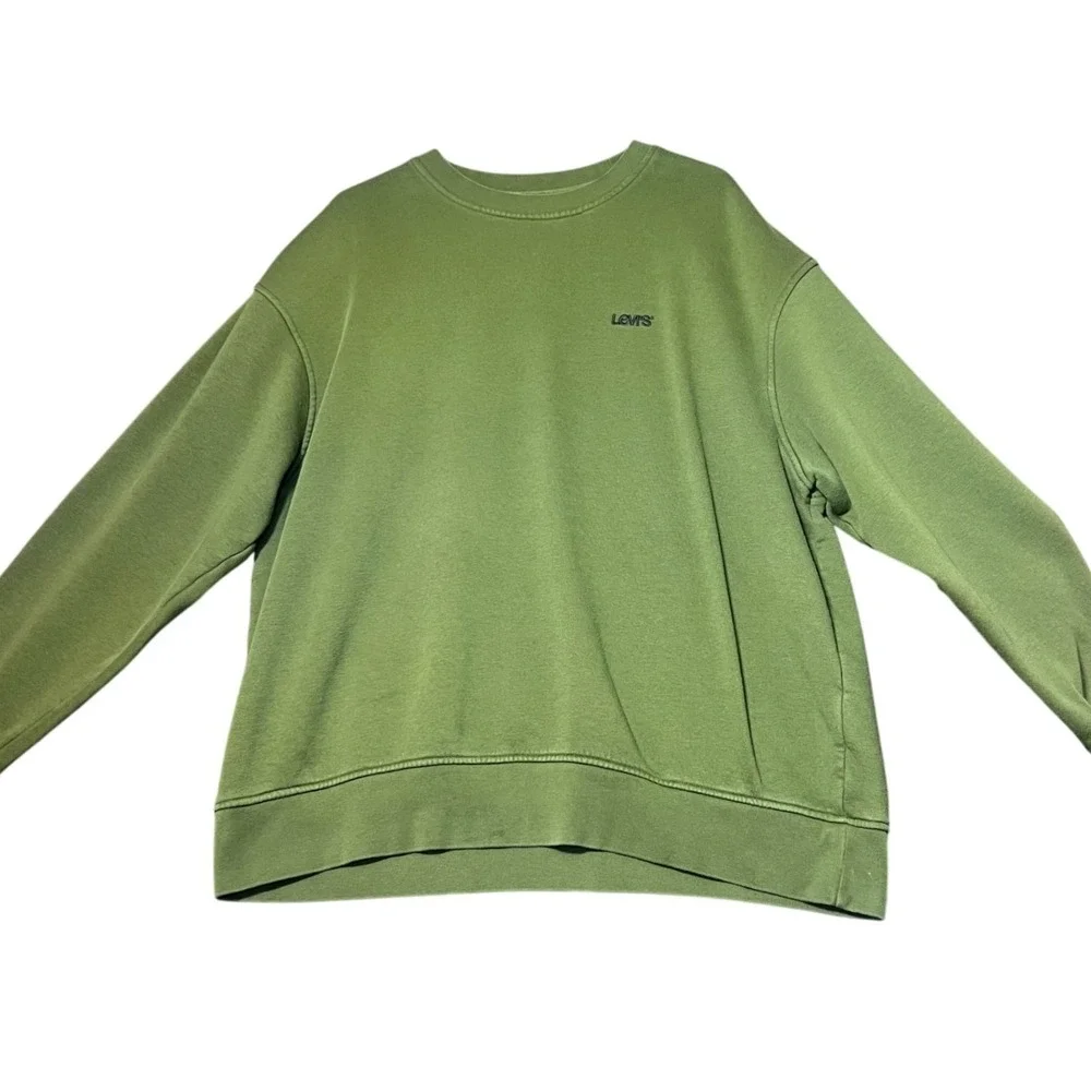 Levis Mens Size XL Green Sweatshirt Relaxed Fit Crew Neck Fleece Pullover Comfy‎